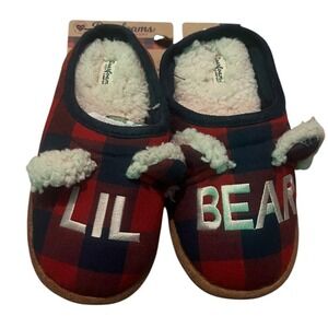 Dear Foams Lil bear plaid slippers kid's size 2/3 New With Tags